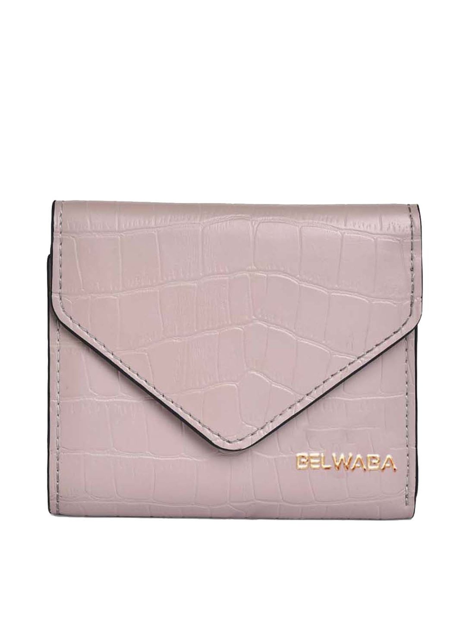 BELWABA Beige Textured Tri-Fold Wallet for Women