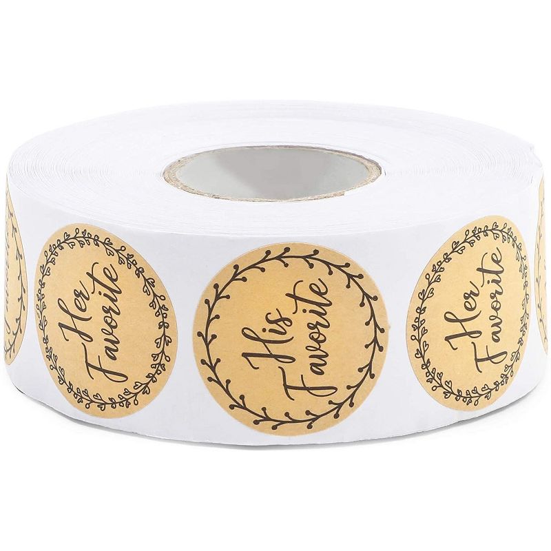 Pipilo Press 1000-Pack His Favorite Her Favorite Rustic Stickers for Wedding Decorations (1.5 in)