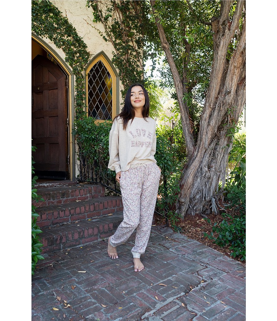 Coco + Jaimeson Long Puff-Sleeve Love Happens Graphic Sweatshirt Top