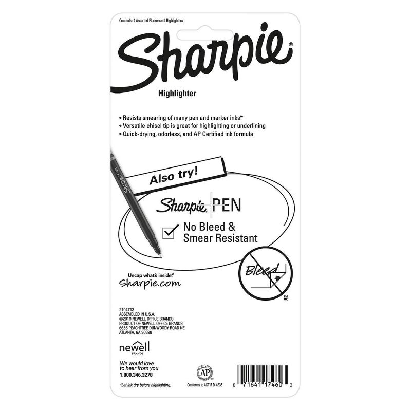 Sharpie 4pk Highlighters Pocket Style Chisel Tip Multicolor
