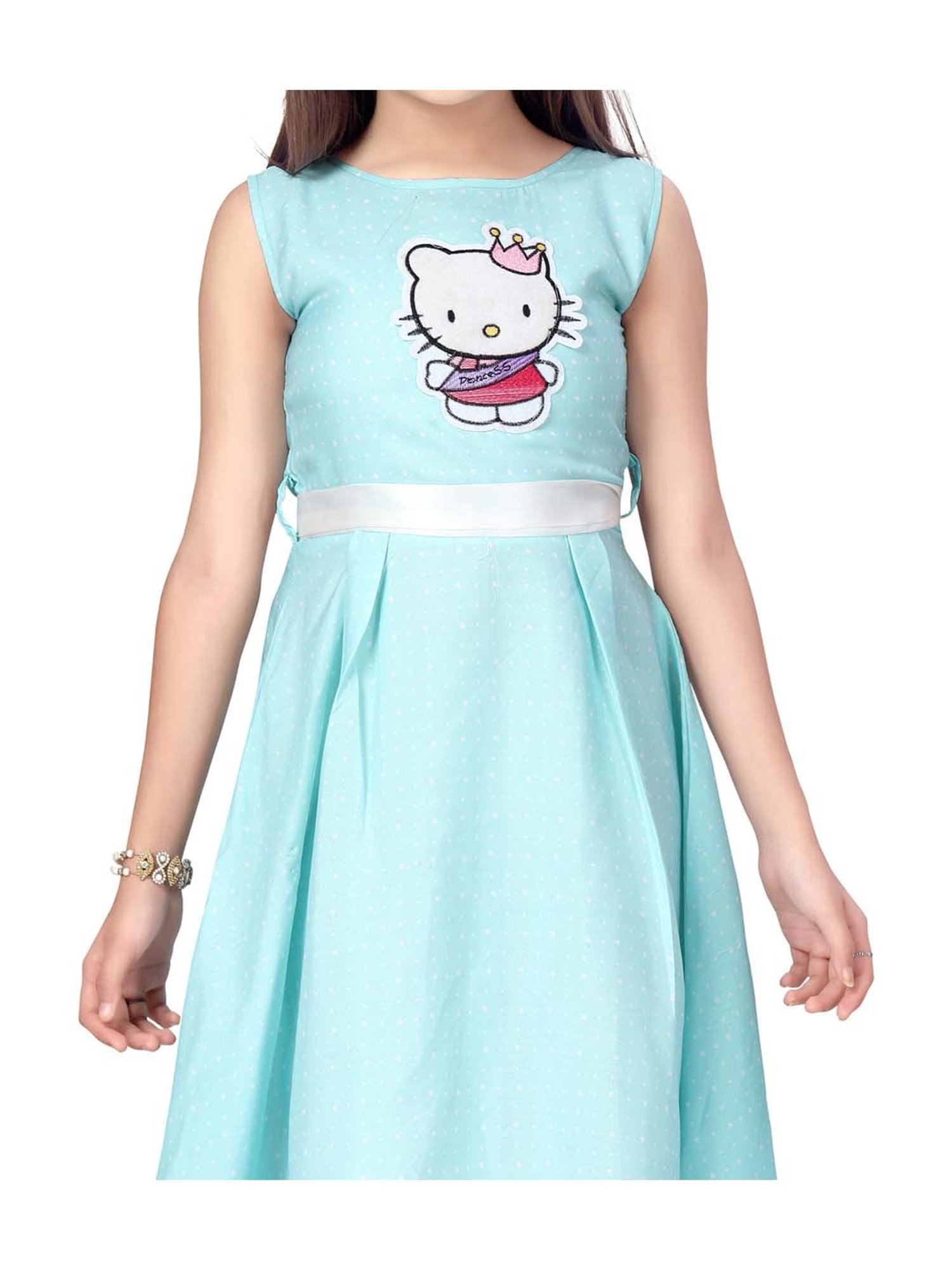 Aarika Kids Turquoise Printed Dress