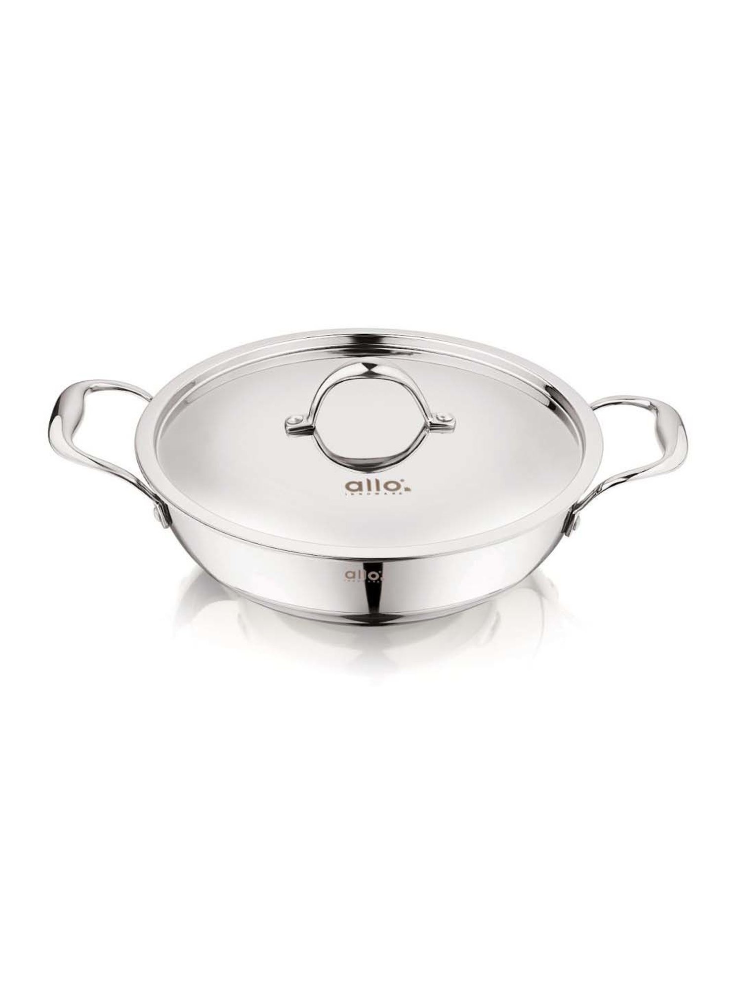 ALLO Silver Stainless Steel 22 cm Induction Friendly Triply Kadhai (2 L)