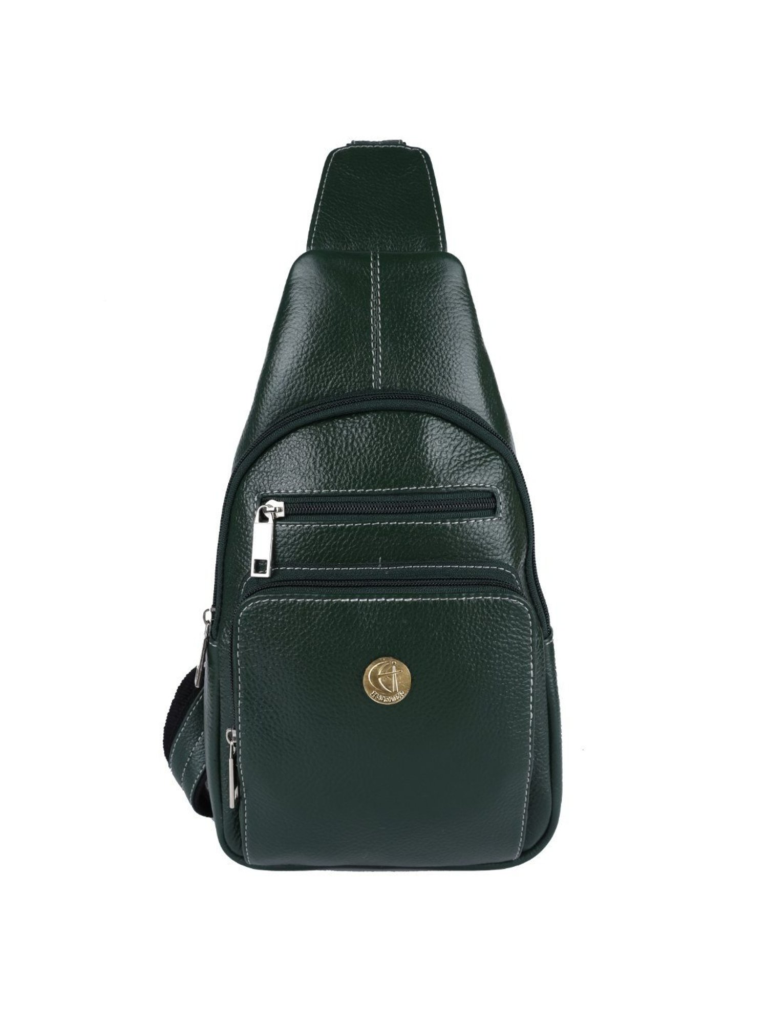 HiLEDER Green Textured Medium Leather 12 inch Backpack