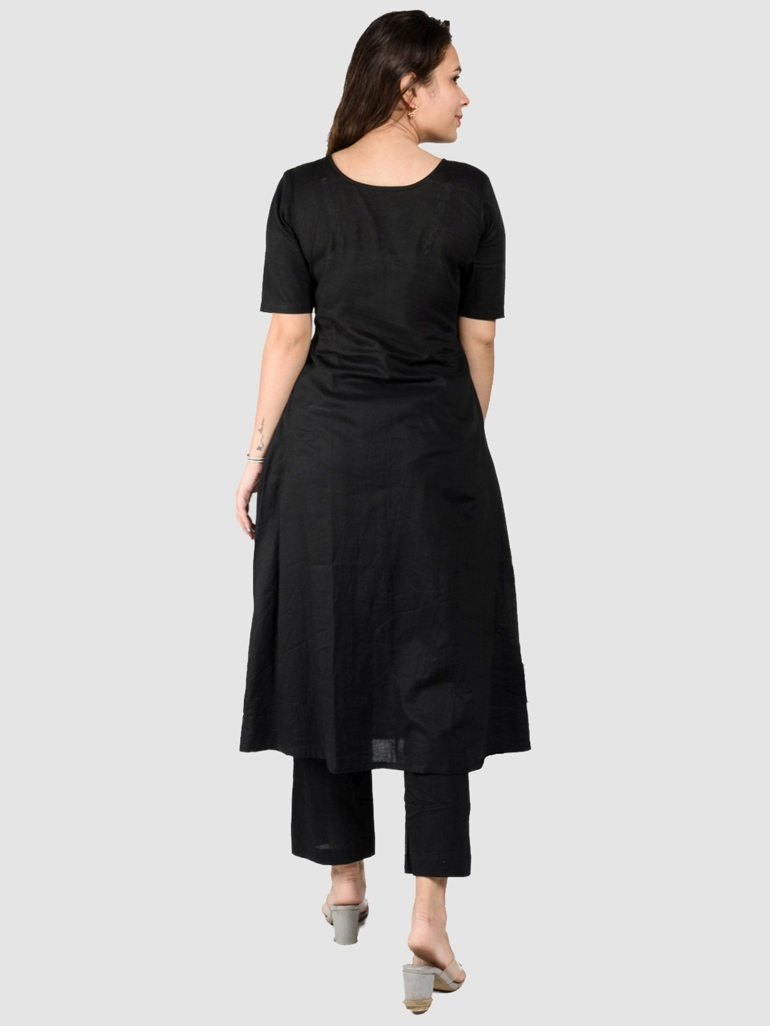 HOUSE OF JAMOTI Black Cotton Kurta Pant Set