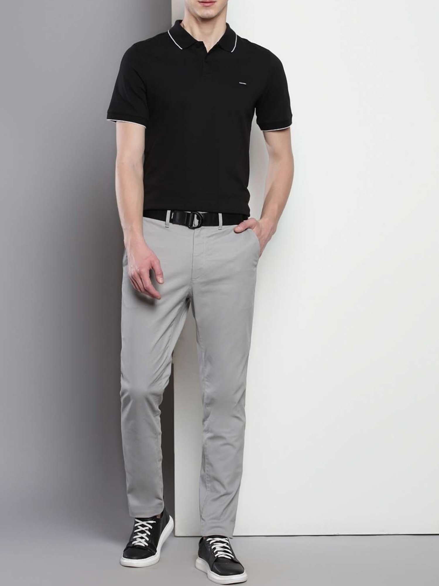 Calvin Klein Black Cotton Slim Fit Polo T-Shirt