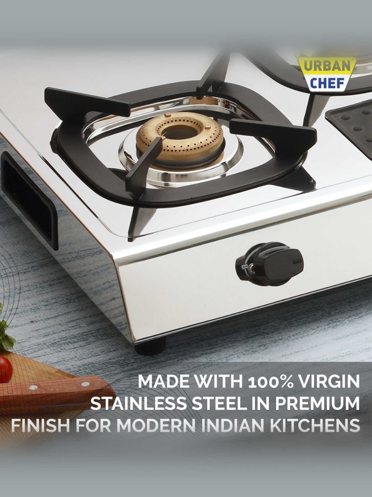 Urban Chef Gas Stove with 3 Burners ( Silver/Black )