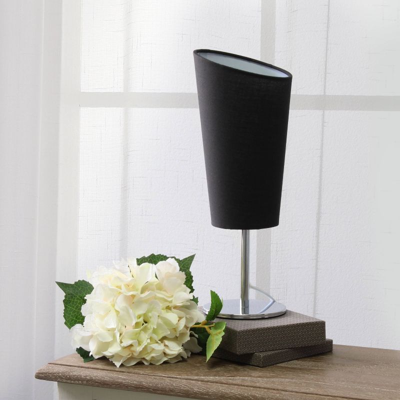 Mini Table Lamp with Angled Fabric Shade Black - Simple Designs