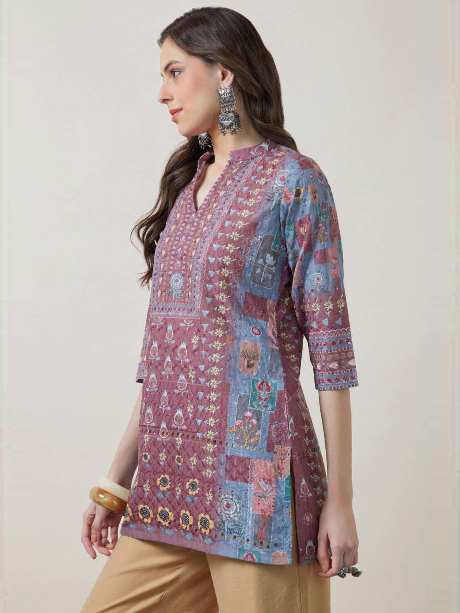 Soch Blue & Pink Embroidered Tunic