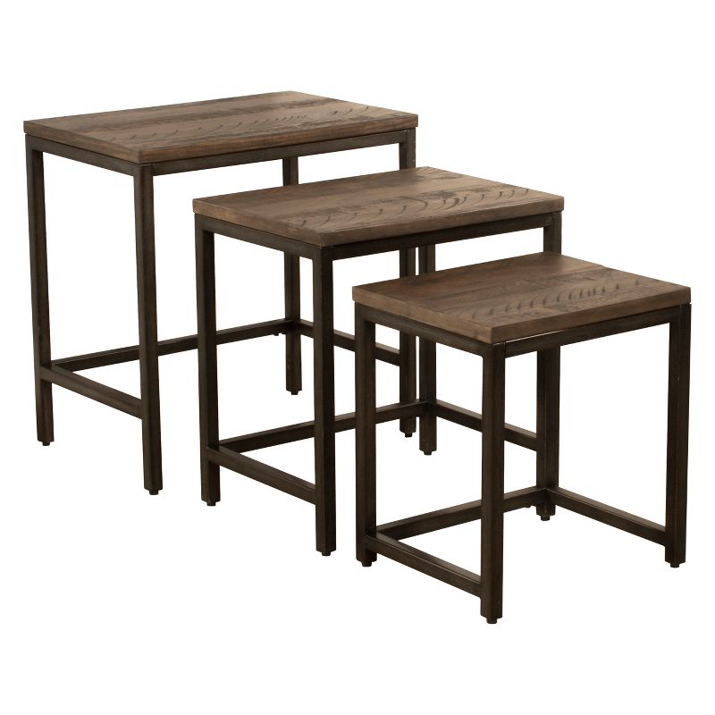 Castille Nesting Tables Set Of Three Metal Textured Black/Distressed Walnut - Hillsdale Furniture