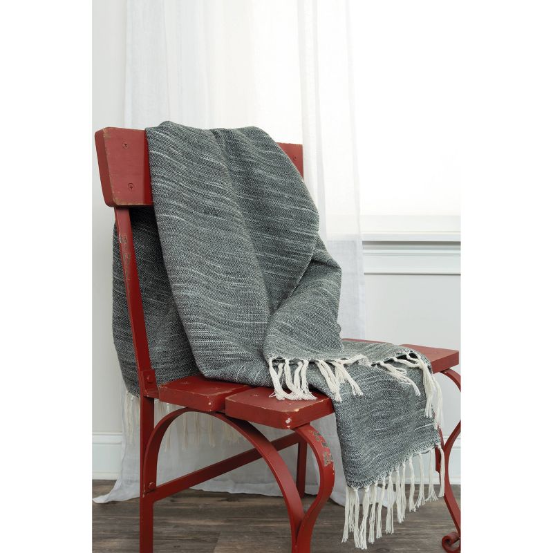 50"x60" Stripe Throw Blanket Dark Gray - Rizzy Home