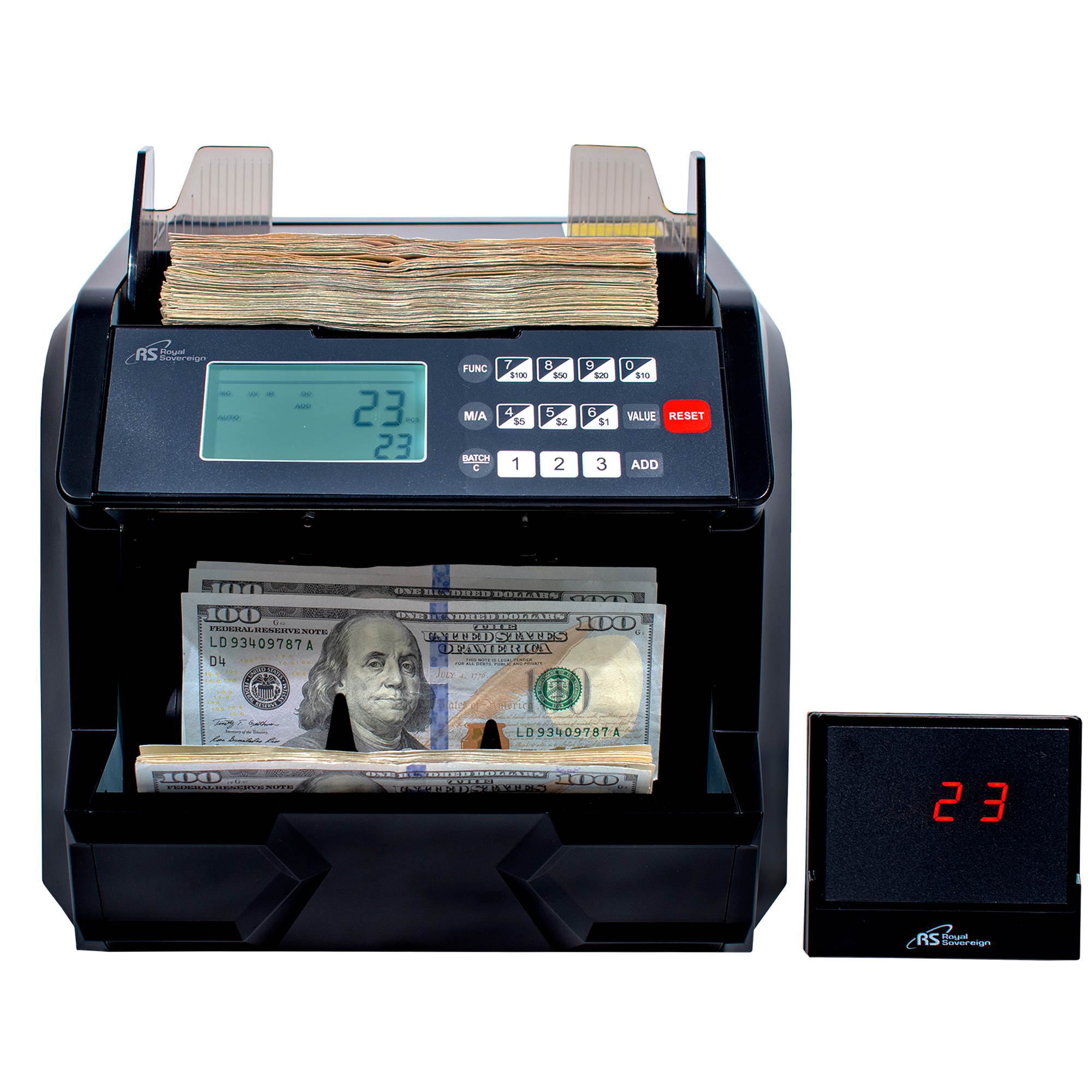 Royal Sovereign High Speed Money Counting Machine, with UV, MG, IR Counterfeit Bill Detector & Value Counting (RBC-EG100)