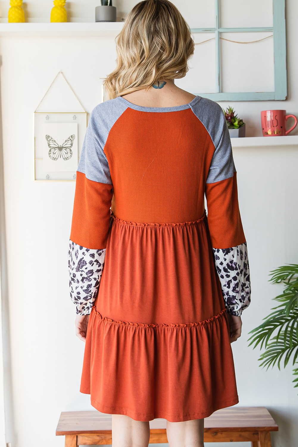 Cheetah Casual Long Sleeve Button Up Shirt Dress