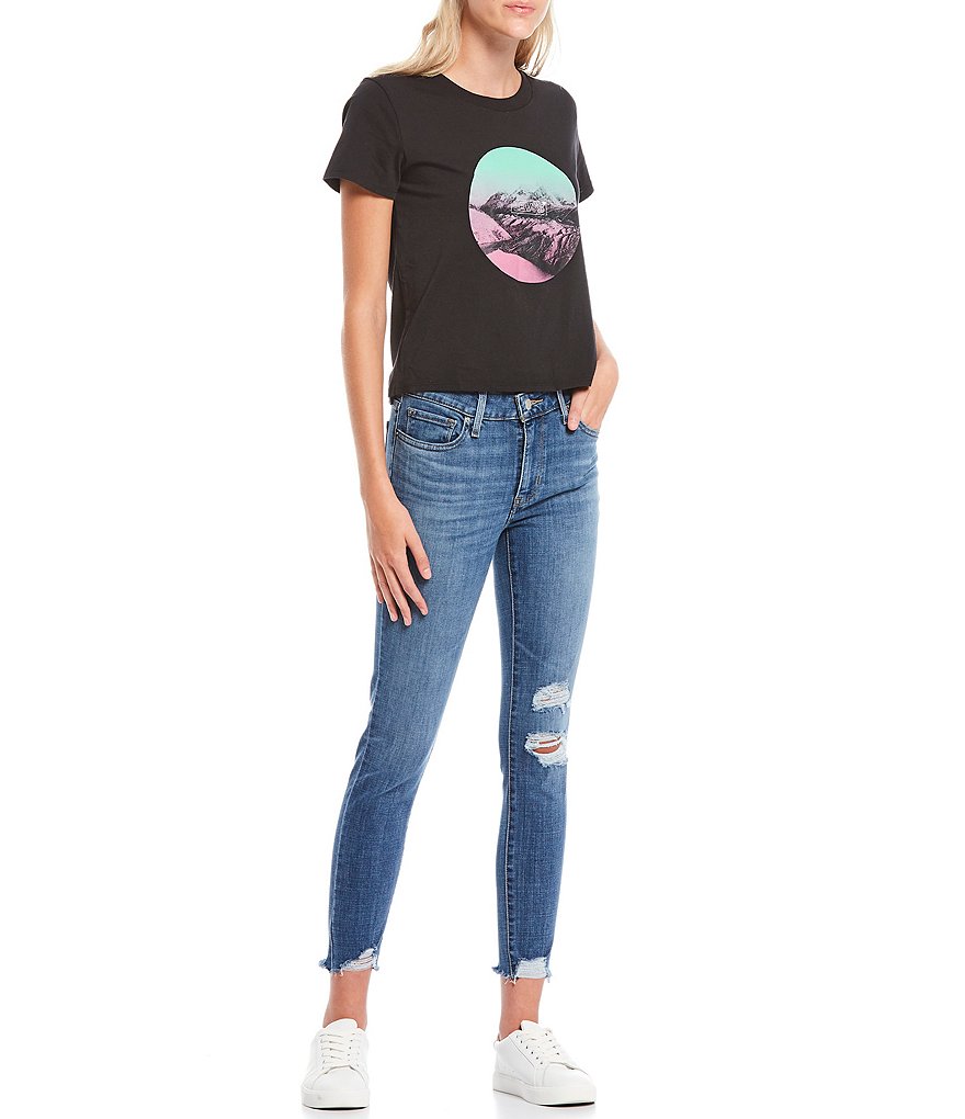 Levi's 711 27#double; Inseam Distressed Raw Hem Ankle Skinny Jeans