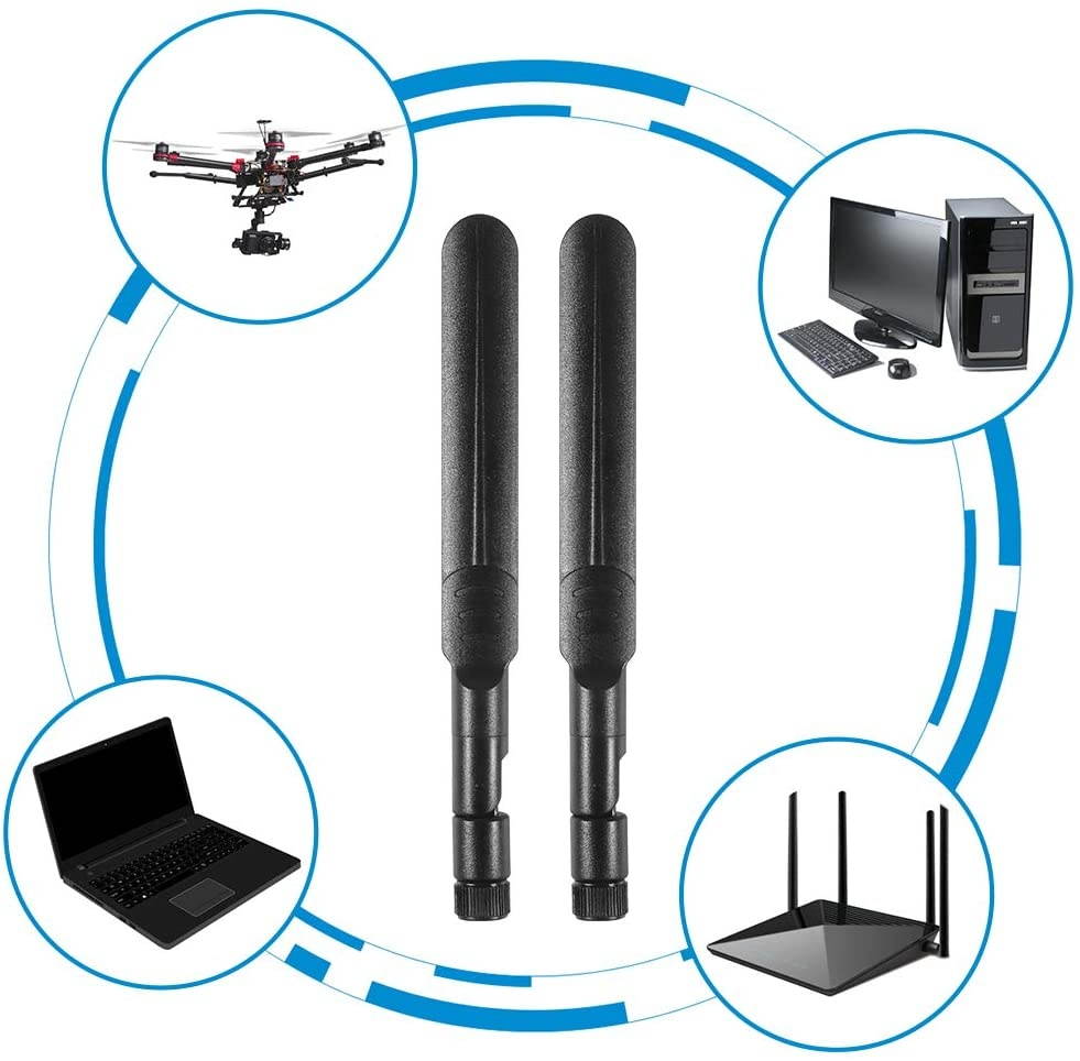 ALMOCN 2 x 8dBi 2.4GHz 5GHz Dual Band WiFi RP-SMA Antenna + 2 x 35cm U.fl/IPEX Cable for Wireless Routers Mini PCIe Cards Network Extension Bulkhead Pigtail PCI WiFi WAN Repeater