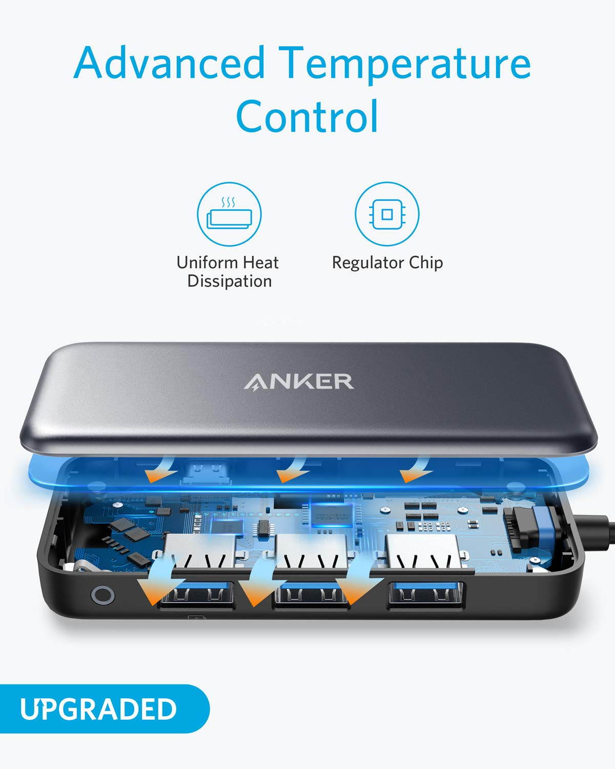 [Upgraded] Anker USB C Hub, 4-in-1 USB C Adapter, with 60W Power Delivery, 3 USB 3.0 Ports, for MacBook Pro 2016/2017/2018, Chromebook, Xps, and More