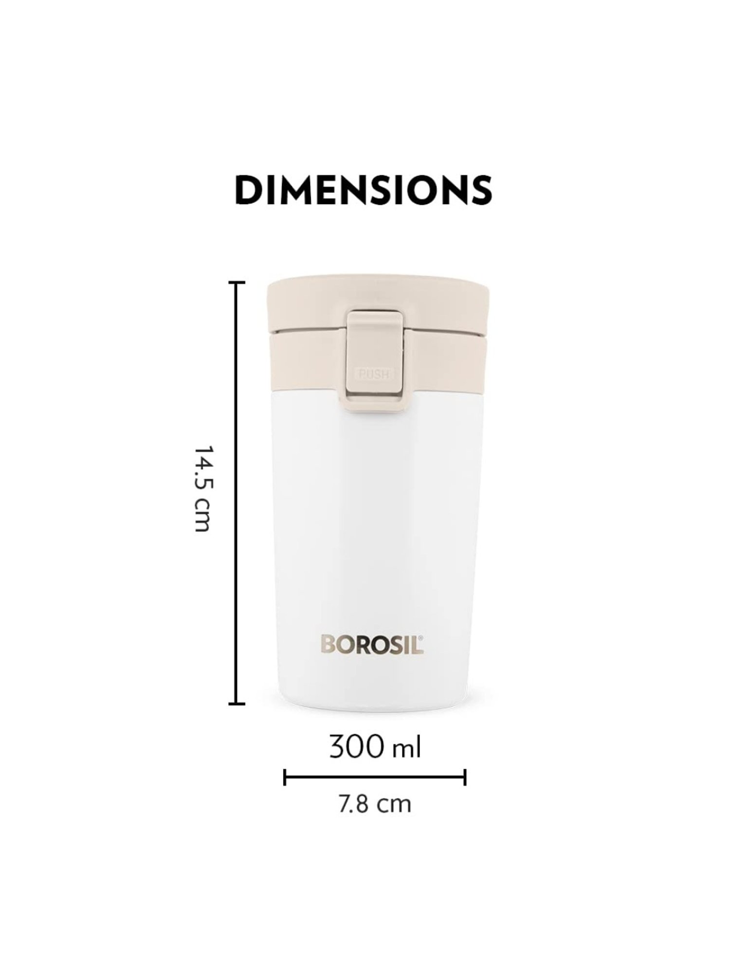 Borosil White Insulated Coffee Mug 300 ml
