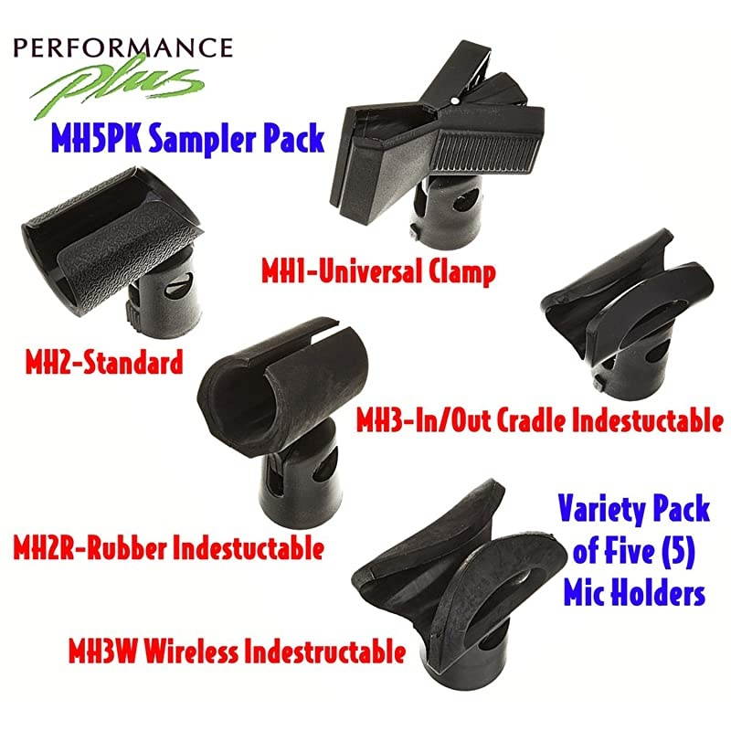 Large and Standard Tapered Barrel Microphone Holders 5 Piece Sampler Pack MH5PK