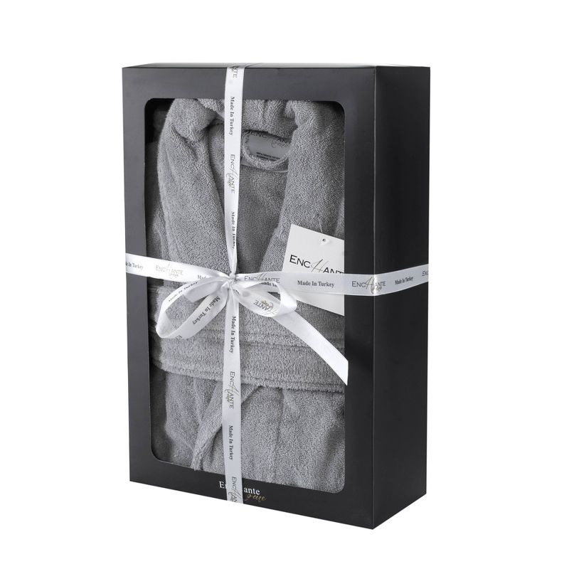 Luxury Turkish 100% Cotton Bathrobe Silver - Enchante Home