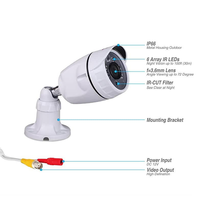 8CH Full HD 1080P Home Security Camera System Outdoor, 5-in-1 Surveillance Video DVR with 2TB HDD and 8PCS 2MP Outdoor Bullet Cameras,Free App and Email Alerts,Quick Remote Access