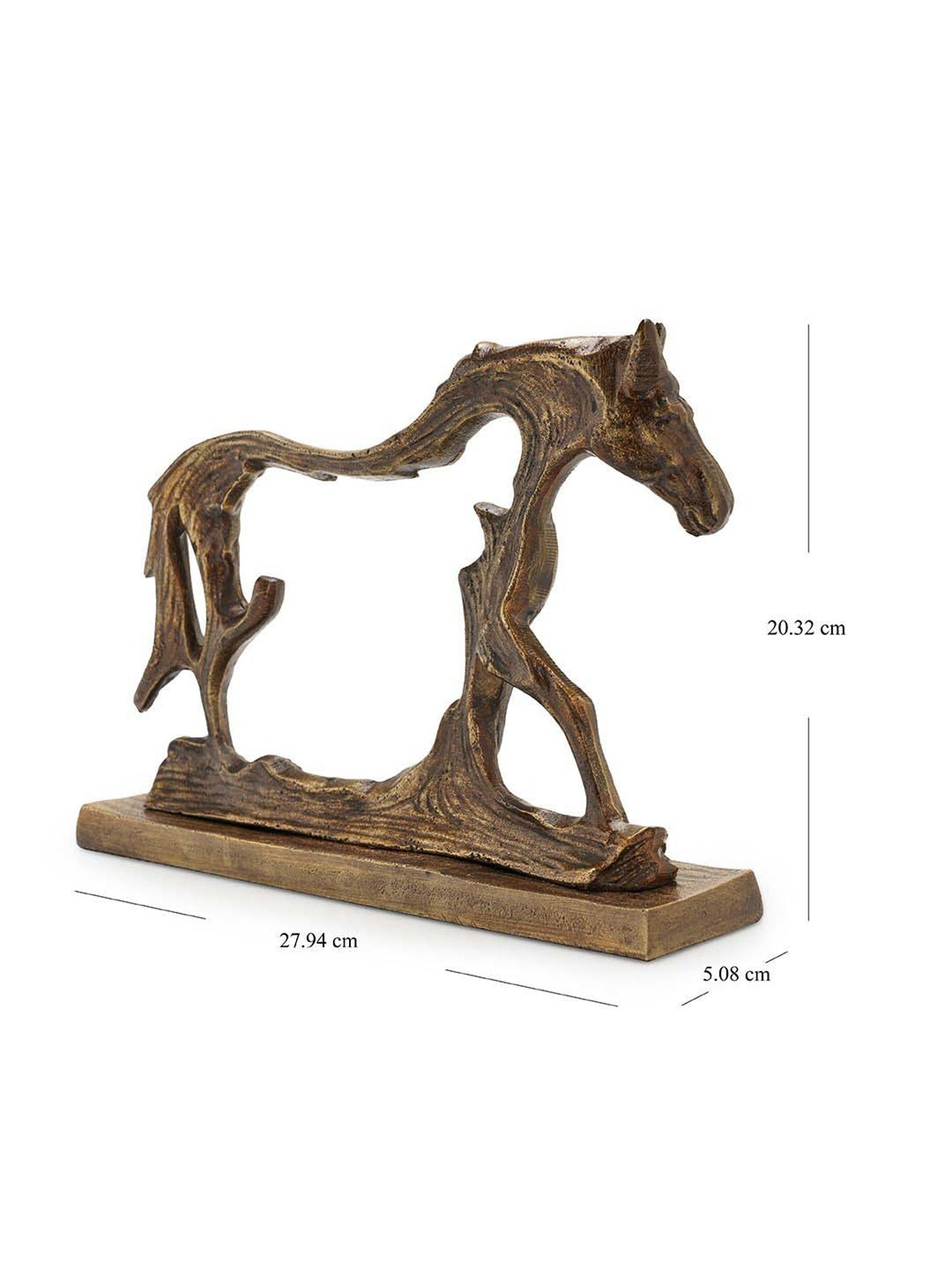 Pure Home and Living Brown Aluminium Antique Horse Figurine
