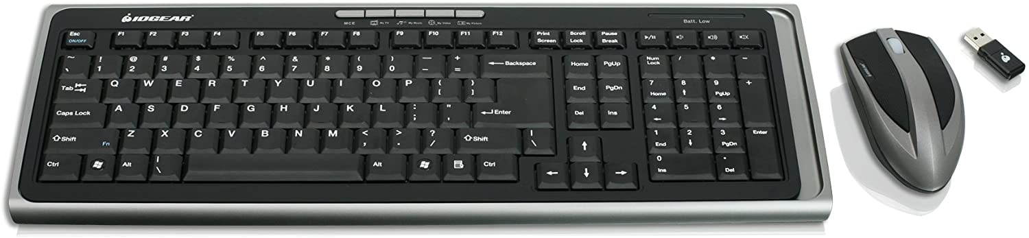 IOGEAR 4-Port DVI KVMP Switch with Cables and Wireless Media Center Keyboard and Mouse, w/Full Set of Cables, (GCS1104-KM1)