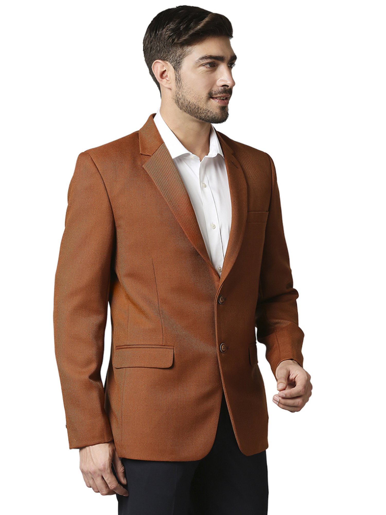 Raymond Orange  Regular Fit Self Pattern Blazer