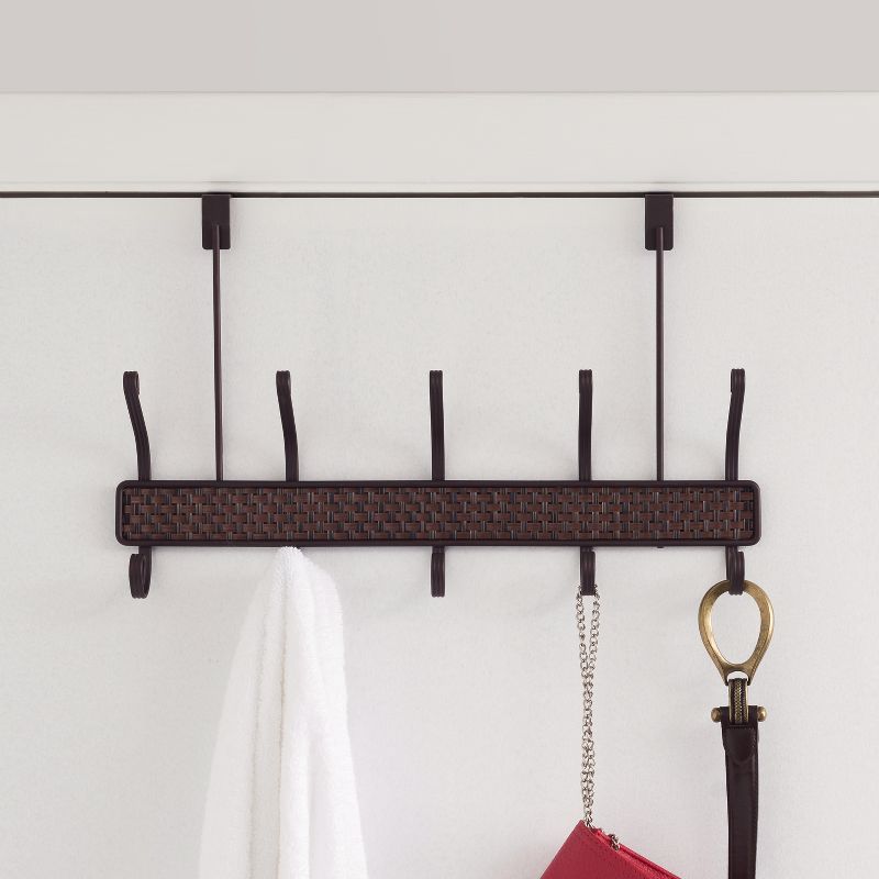 Home Basics Bronze Over the Door 5 Hook Hanging Rack, Bronze