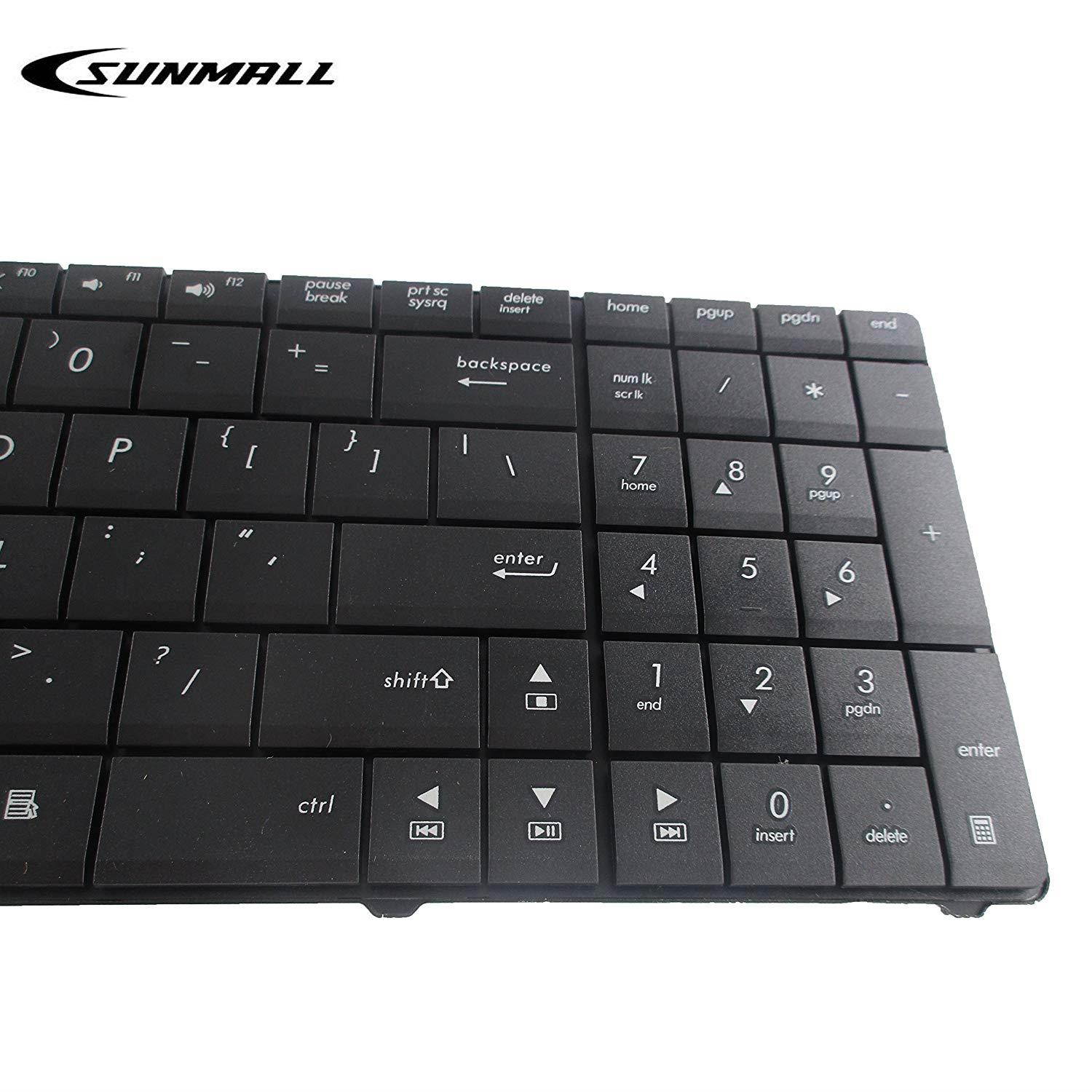 SUNMALL Keyboard Replacement Without Frame for Asus n53 k54l x55 x55u x55a x54c x54h x55vd x55c r500 f55 f75 Series Laptop Black US Layout(6 Months Warranty)