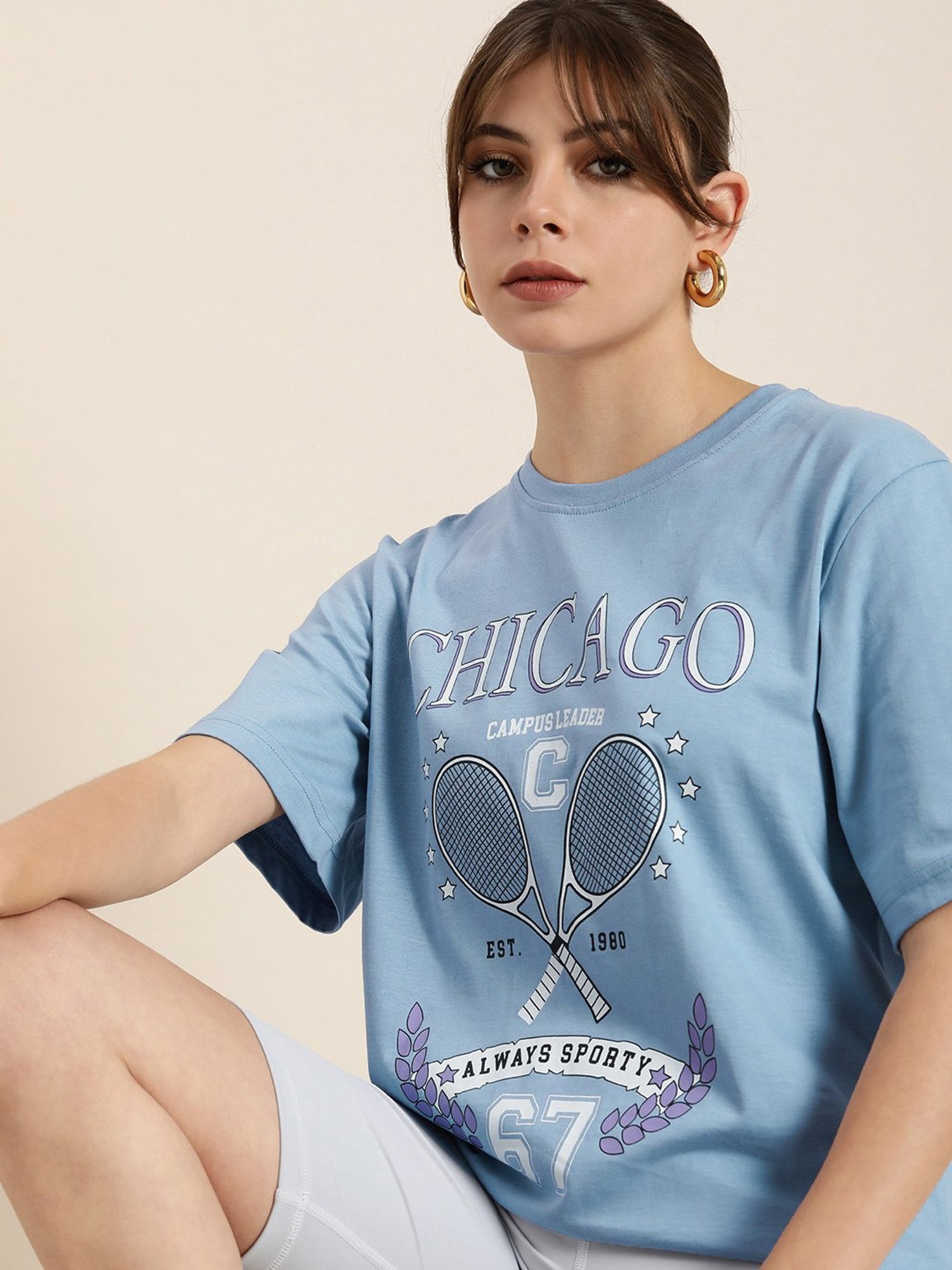 Dillinger Sky Blue Cotton Graphic Print T-Shirt