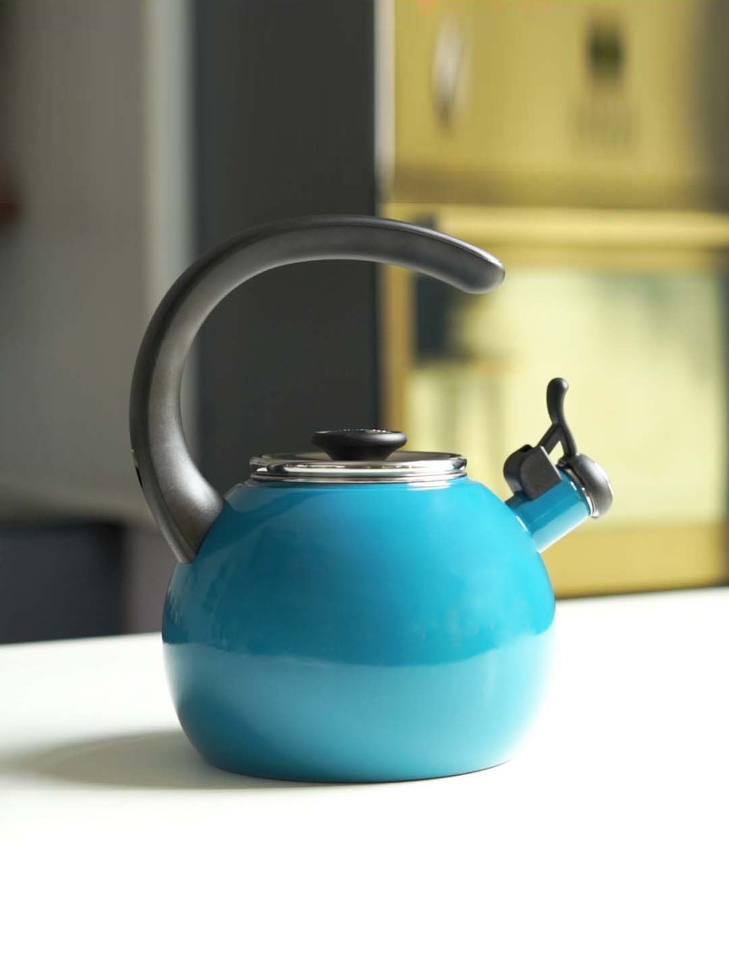 Circulon Enamel Turquoise On Steel Whistling Tea Kettle (1.9 Liters)