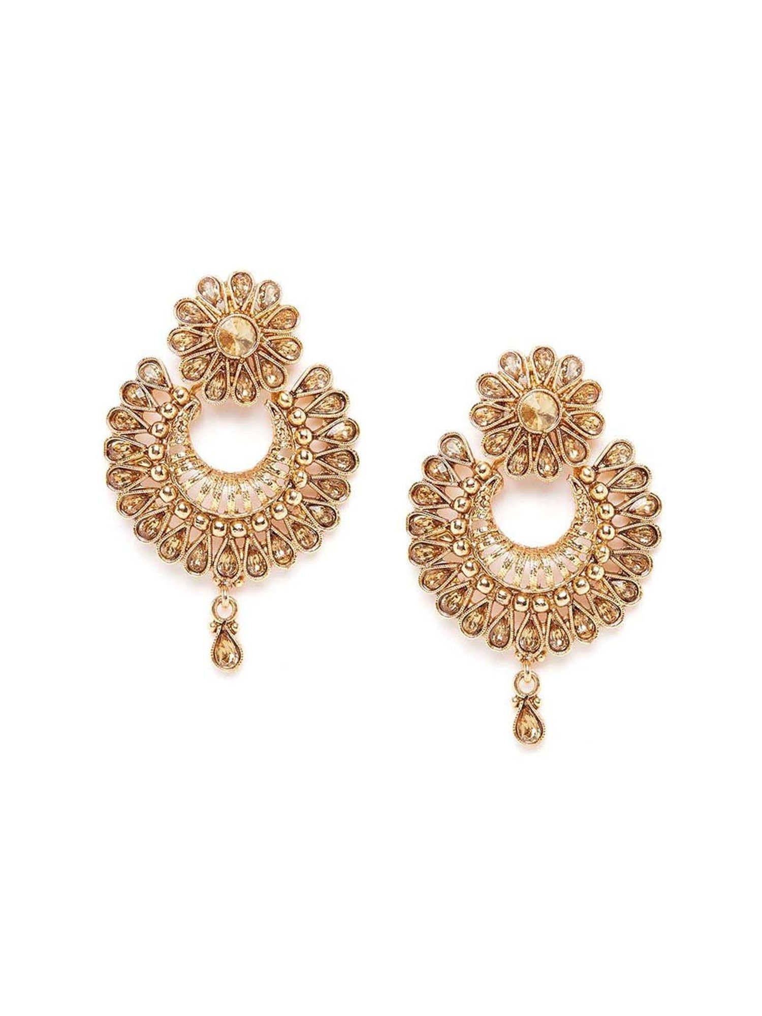 Panash Gold-Plated Crescent Shaped Handcrafted Chand Bali Earrings