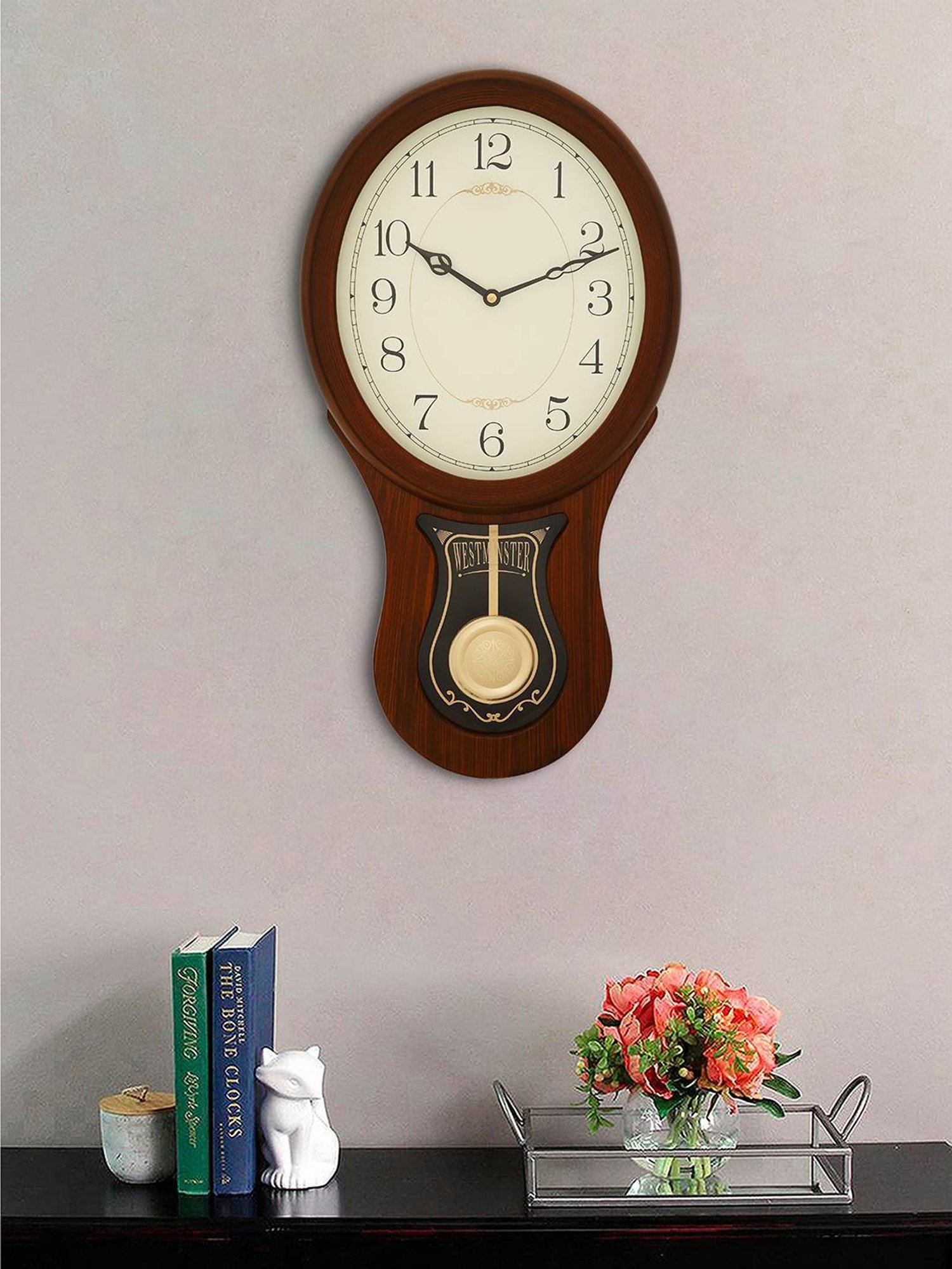 CHRONIKLE Vertical Brown Wood Wall Clock