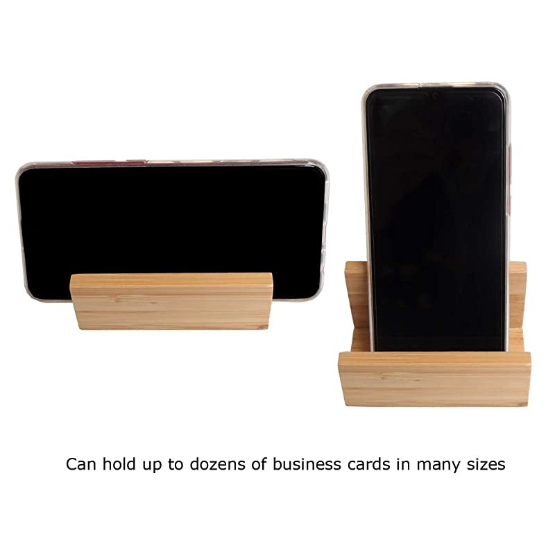 Bamboo Wood Desktop Business Card Holder for Desk Sturdy Business Card Display Stand for Office Suitable for Men Women
