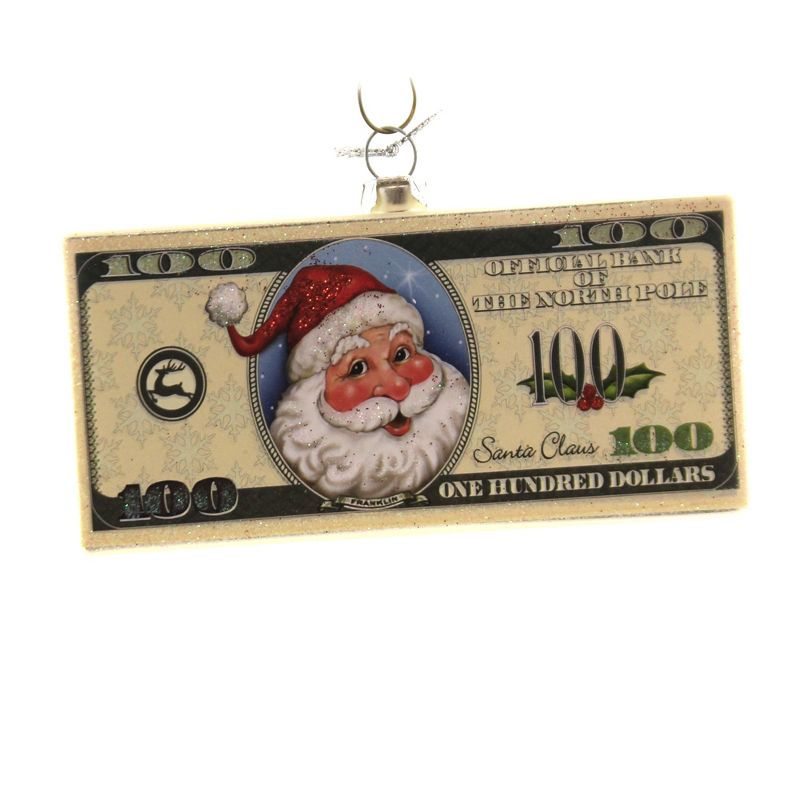 Holiday Ornament 2.75" Santa's Money One Hundred Dollar Bill  -  Tree Ornaments