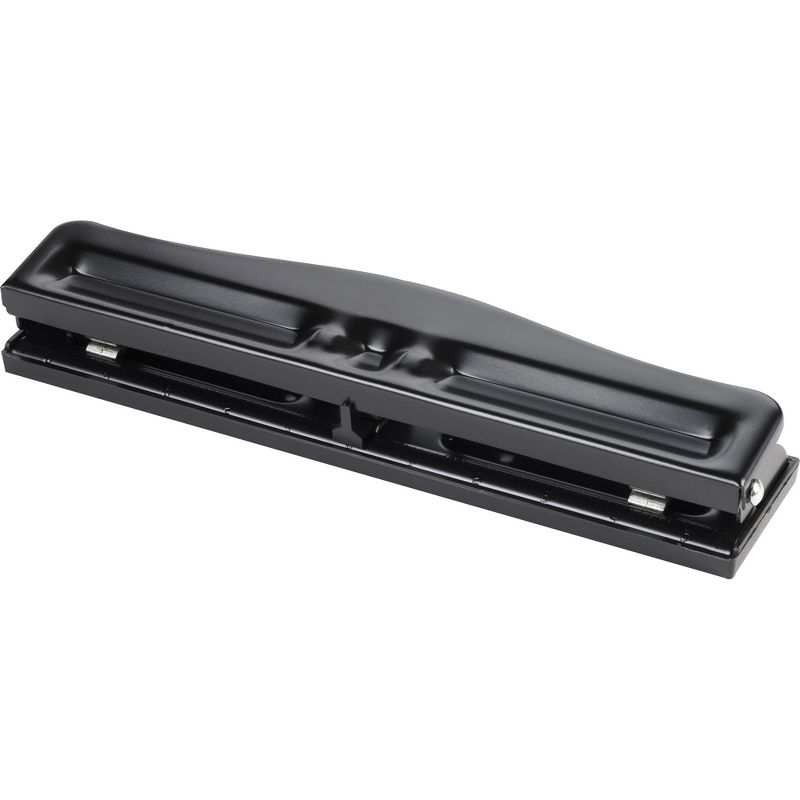 Business Source 3-Hole Punch Adjustable 1/4" Hole Size 8-10 Sht Cap. Black 65645