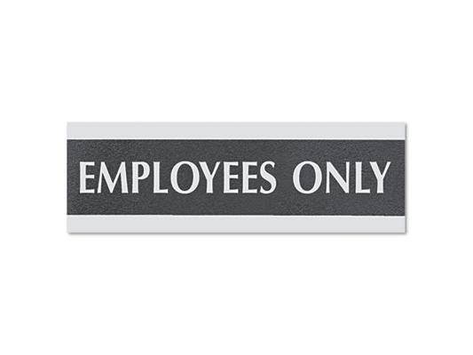 Headline Sign Century Series Office Sign EMPLOYEES ONLY 9 x 3 Black/Silver 4760
