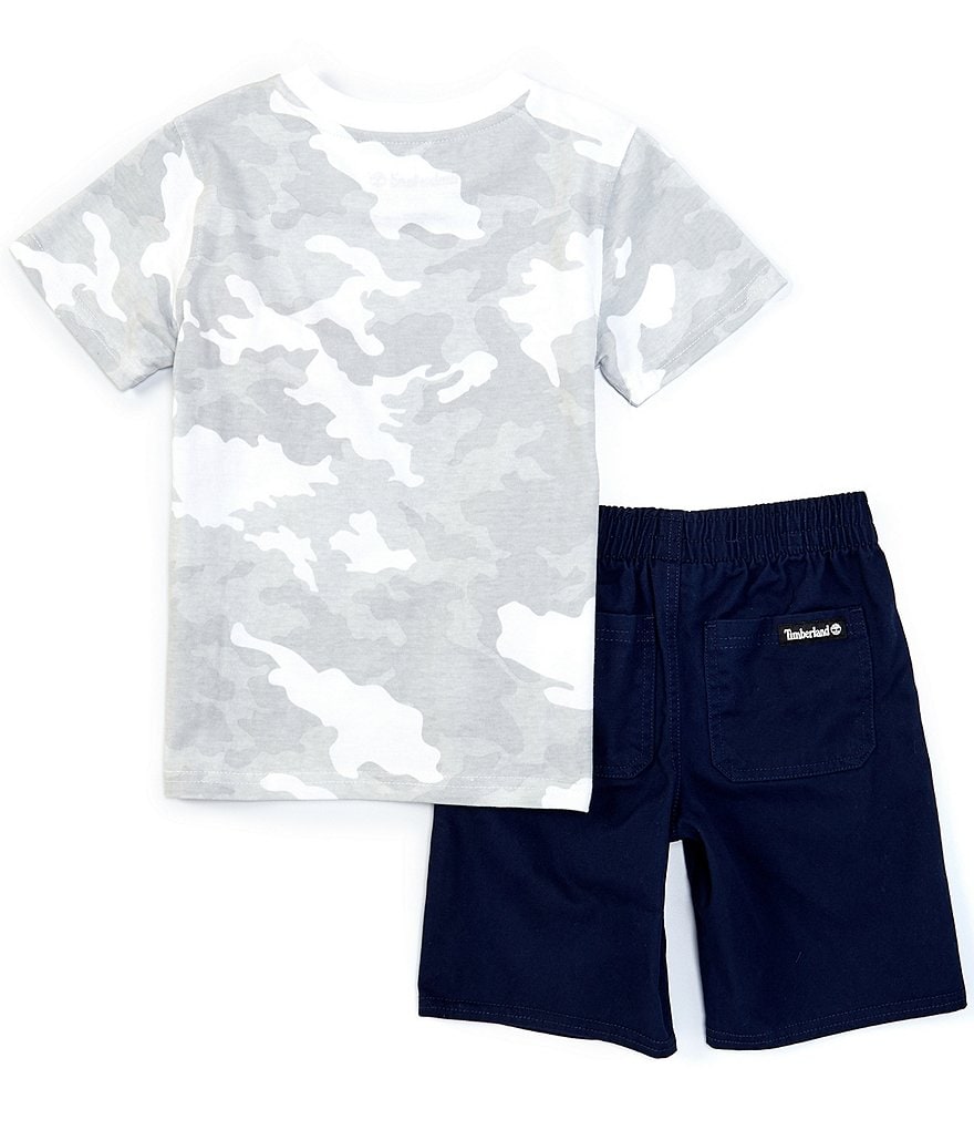 Tommy Hilfiger Baby Boys 12-24 Months Short-Sleeve Striped Polo Shirt & Microsueded Twill Shorts Set