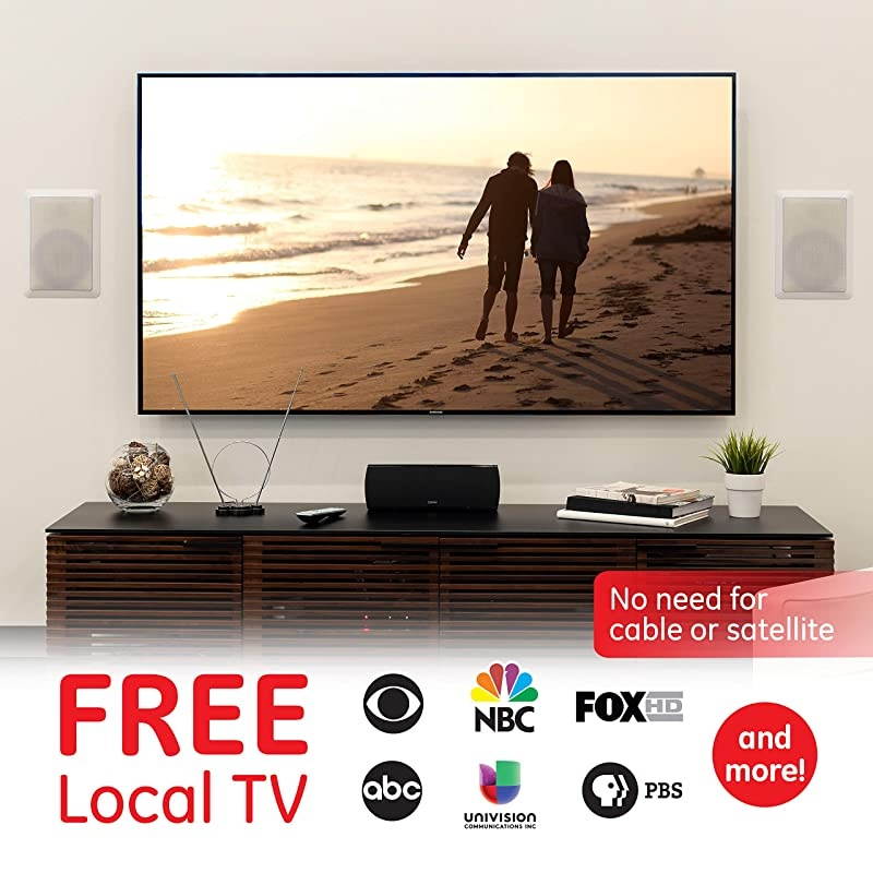 Traditional Rabbit Ears Indoor Black TV Antenna 15 inch Extendable Dipoles and Circular Loop Tabletop Antenna Digital HDTV Antenna Smart TV Compatible 4K 1080P VHF UHF Compact Design 33676