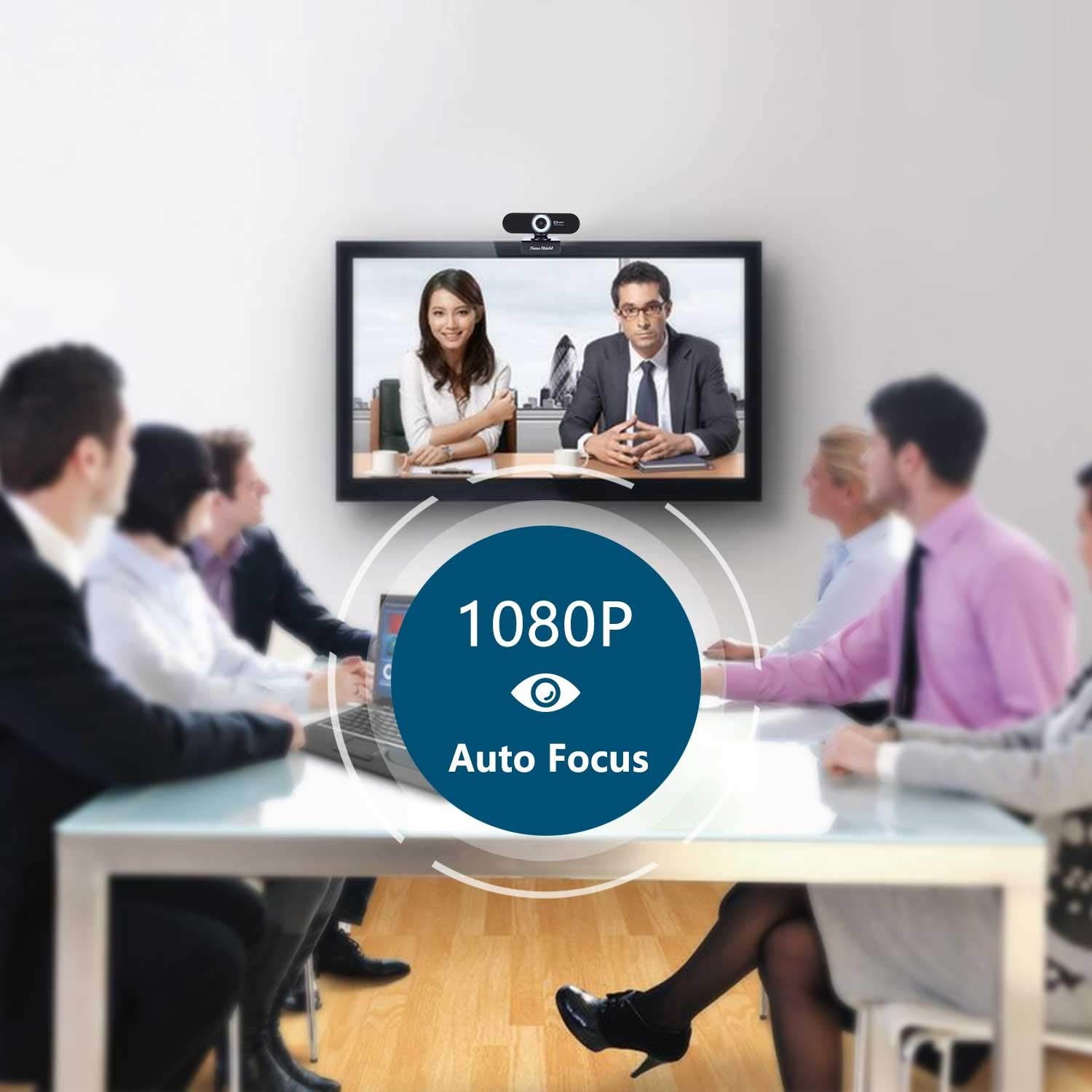 Auto Focus Webcam 1080P, N920 Web Camera Noise Cancelling Microphone, Skype Web Cam Full HD for PC Laptop Computer, USB Plug Play for Windows 10/8 / 7 Mac OS X, Wide Angle Autofocus