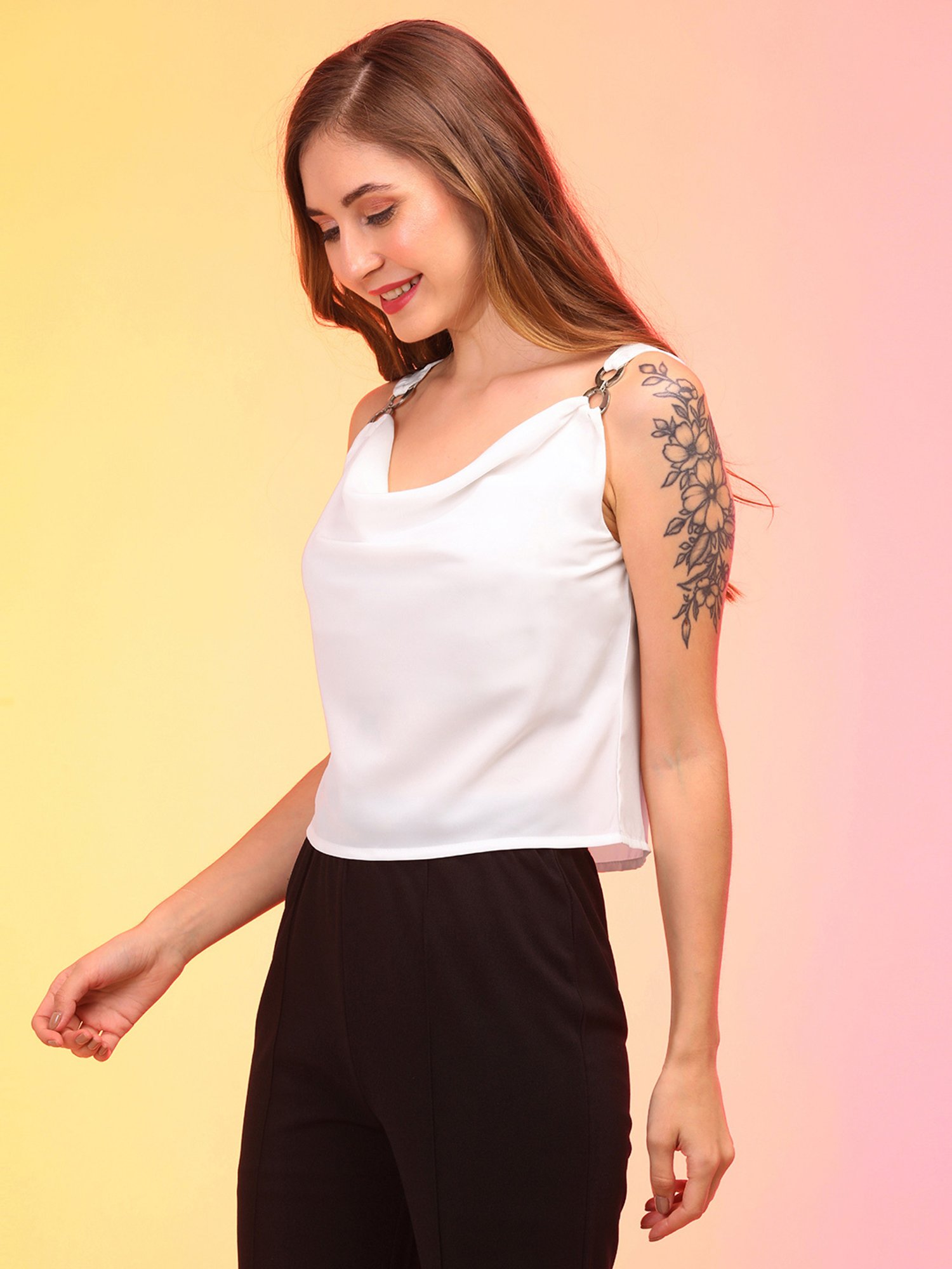 Globus White Regular Fit Top