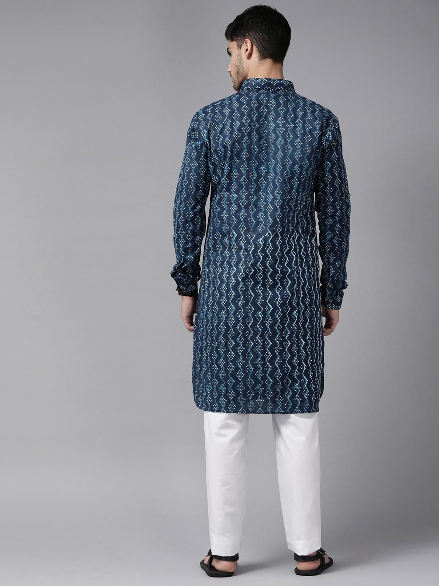See Designs Indigo Blue & White Cotton Regular Fit Printed Kurta Bottom Set