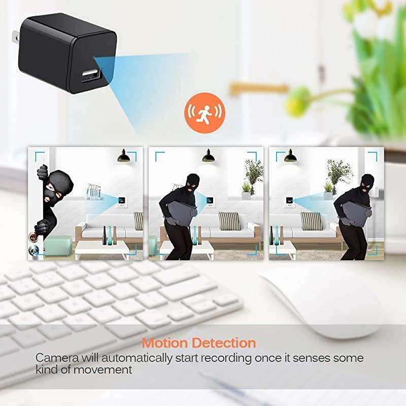 Charger Hidden Camera HD 1080P Motion Detection USB Wall Charger Camera Plug Camera Loop Recording Nanny Cam Home Security Camera Housekeeper