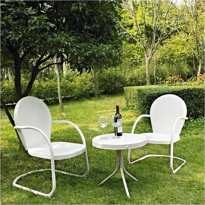 Steel 3 Metal Outdoor Seating Set in White-Pemberly Row