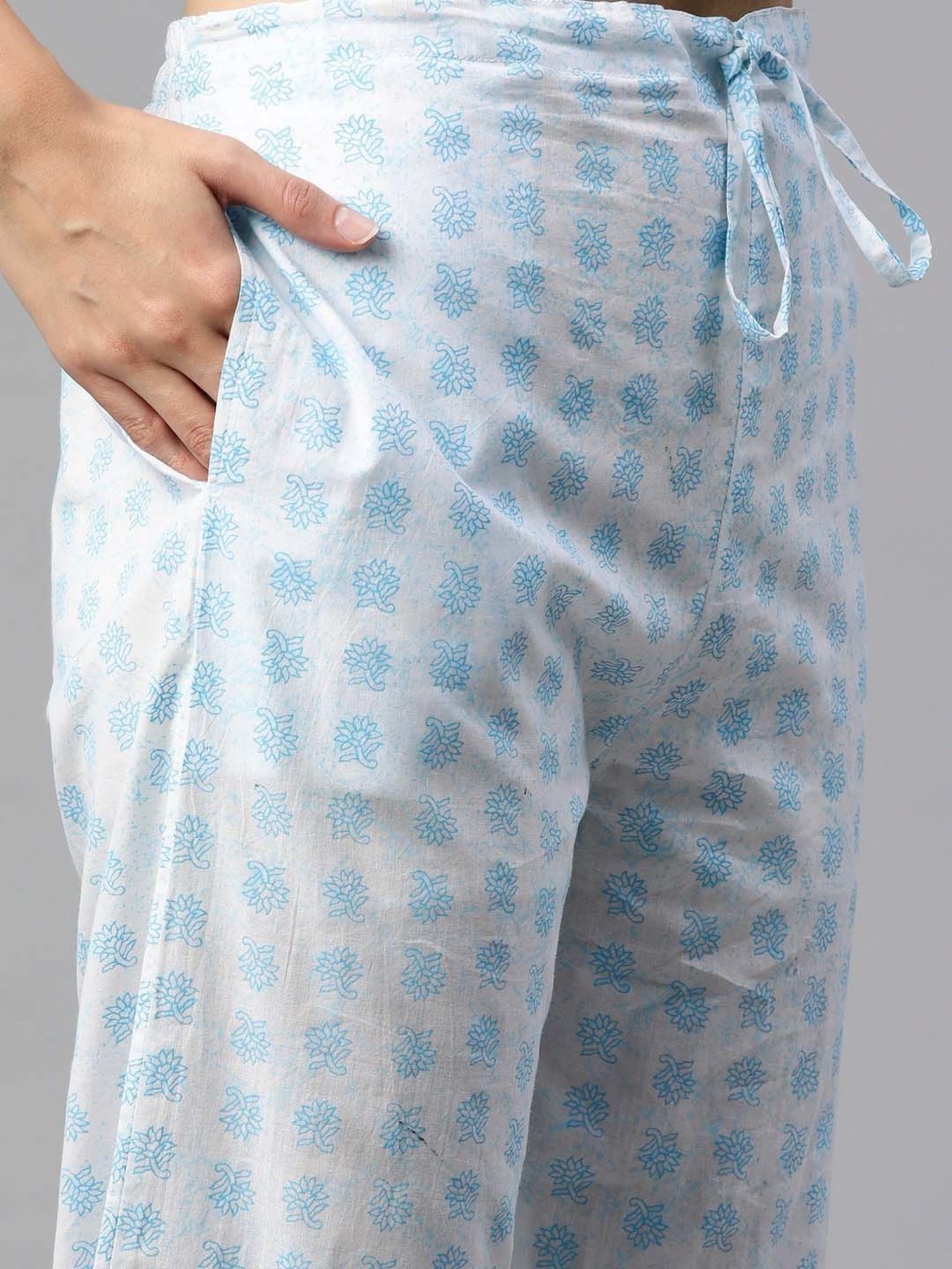 READIPRINT FASHIONS Blue Cotton Printed Kurta Pant Set With Dupatta