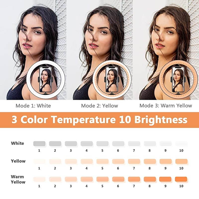 10quot Selfie Ring Light with 50quot Tripod Stand amp Phone Holder for Makeup Live Stream LED Camera Ring Light with Remote Shutter for Photography and YouTube Video Compatible with iPhone amp Android