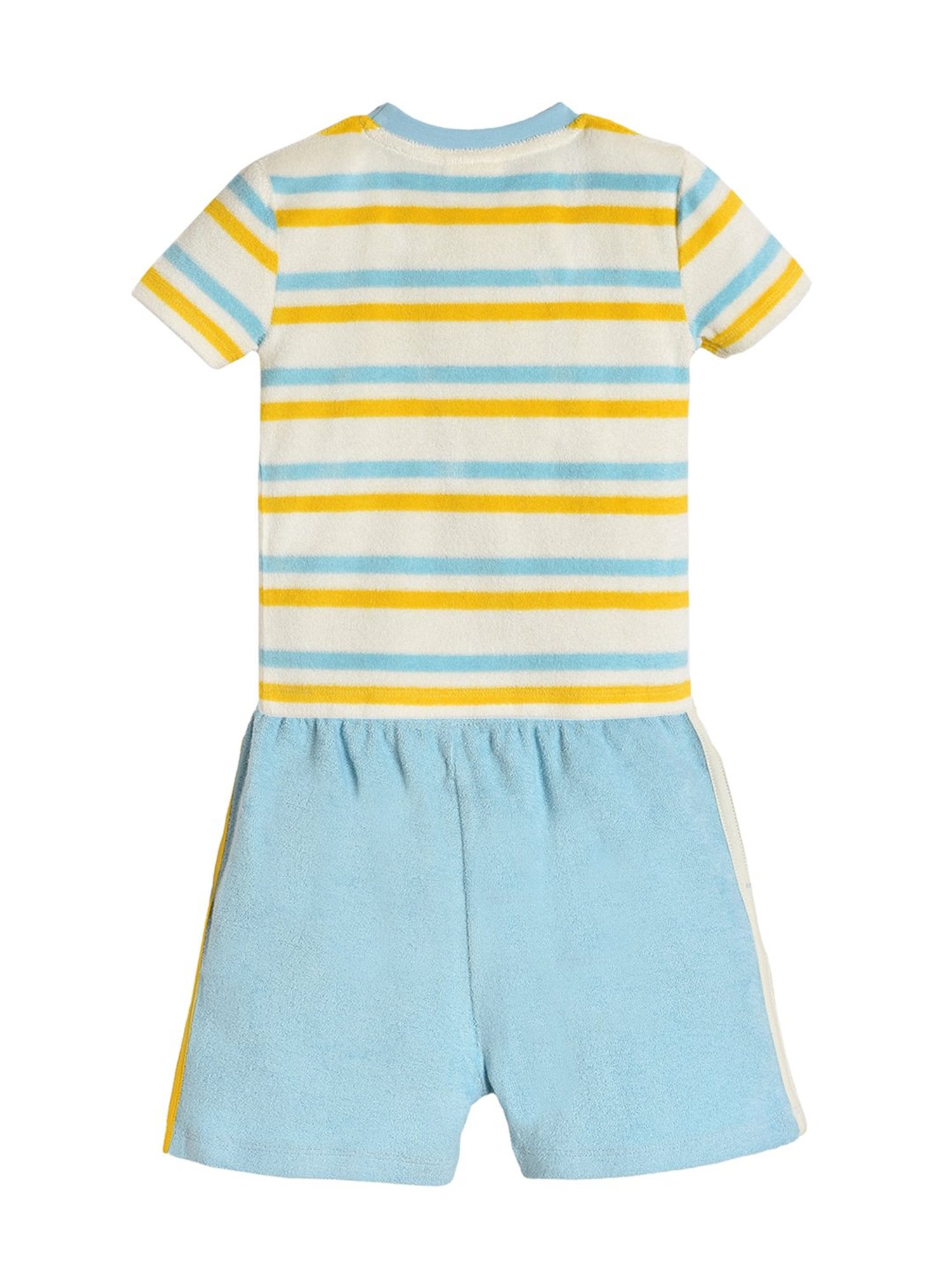 MiArcus Kids White & Blue Striped T-Shirt with Shorts