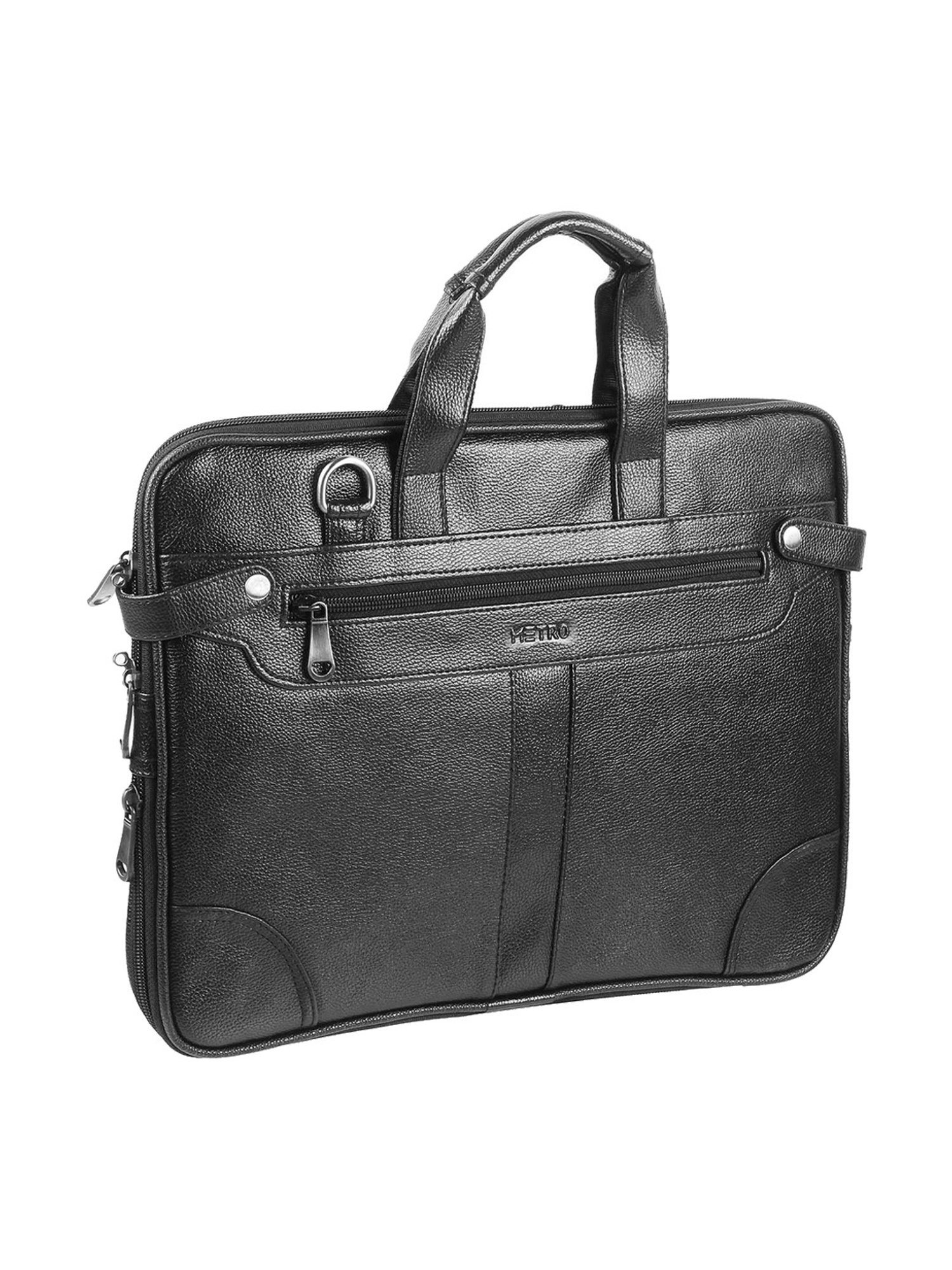 Metro Black Medium Leather Laptop Bag