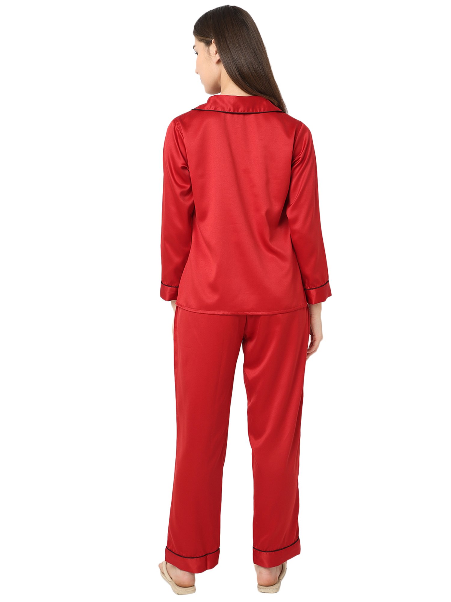 Smarty Pants Red Satin Shirt With Pyjamas
