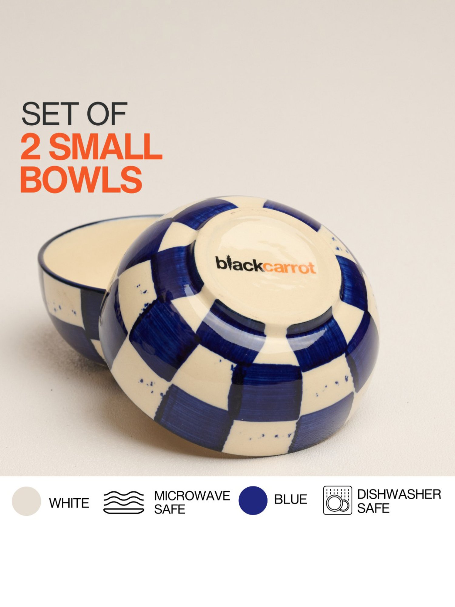 BlackCarrot Black & White Ceramic Dip Bowls Set of 2