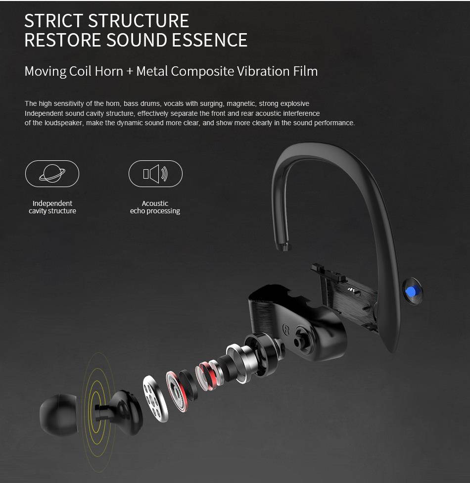 AWEI T2 Wireless Bluetooth Earphone TWS Stereo Headset Cordless Ecouteur for Phone Auriculares With Microphone Bluetooth V4.2 (Red)